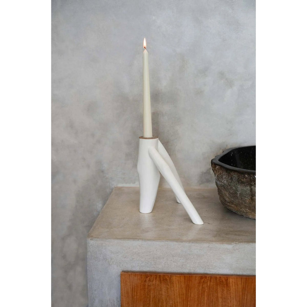Candleholder Triple Twig White