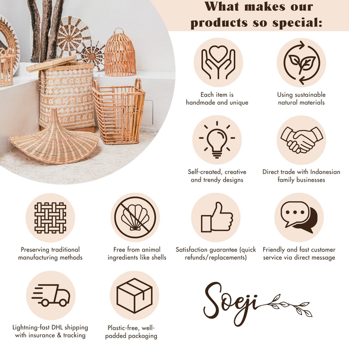 Veļas Grozs Sari Boho Natural Rattan