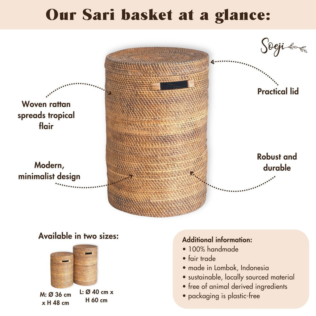 Veļas Grozs Sari Boho Natural Rattan