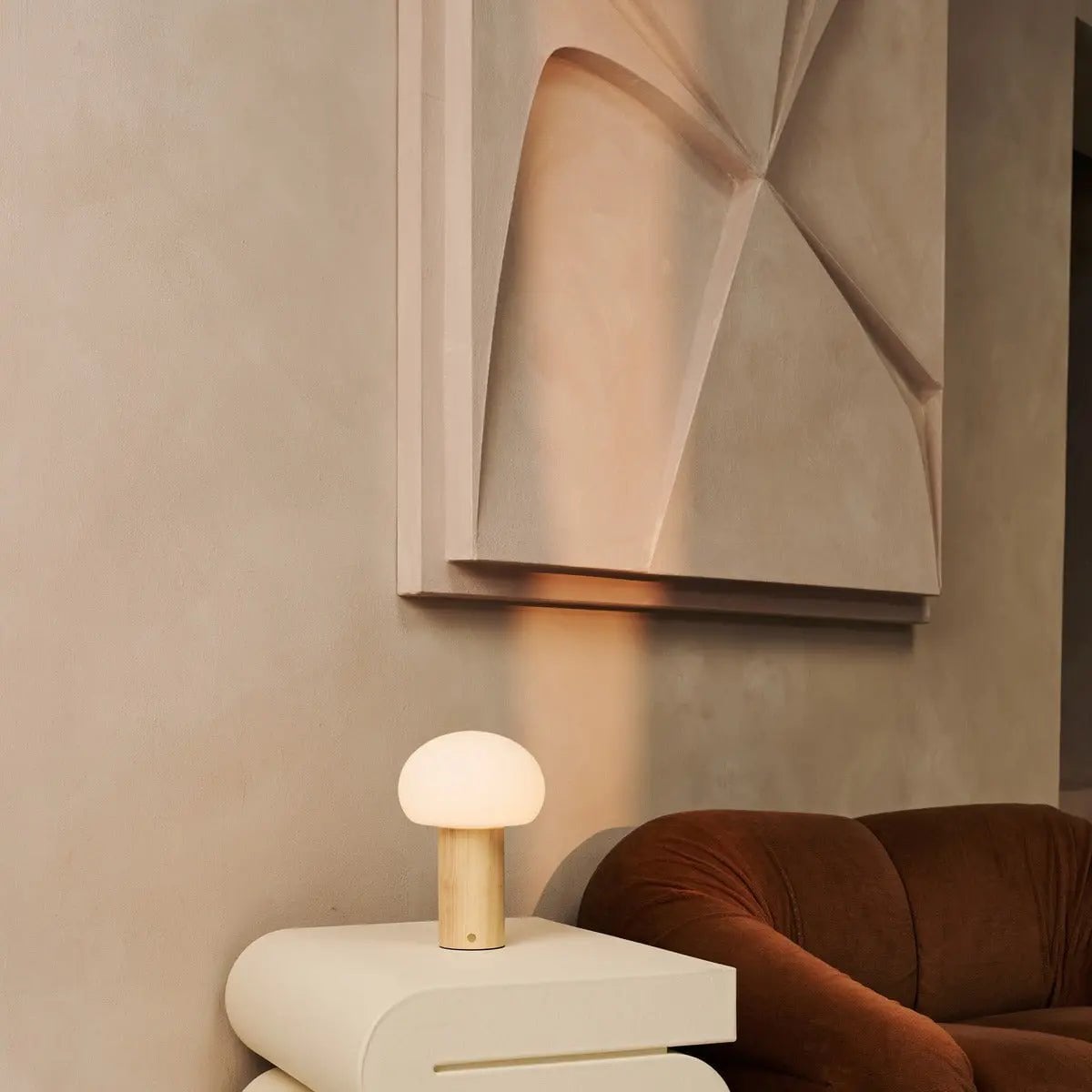 Table Lamp Sam Light Brown Wooden