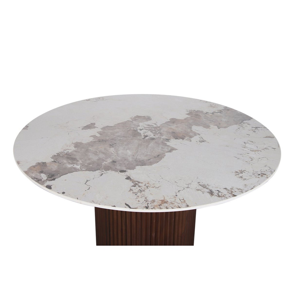 Dining Table Ceramic Marble/Walnut Veneer