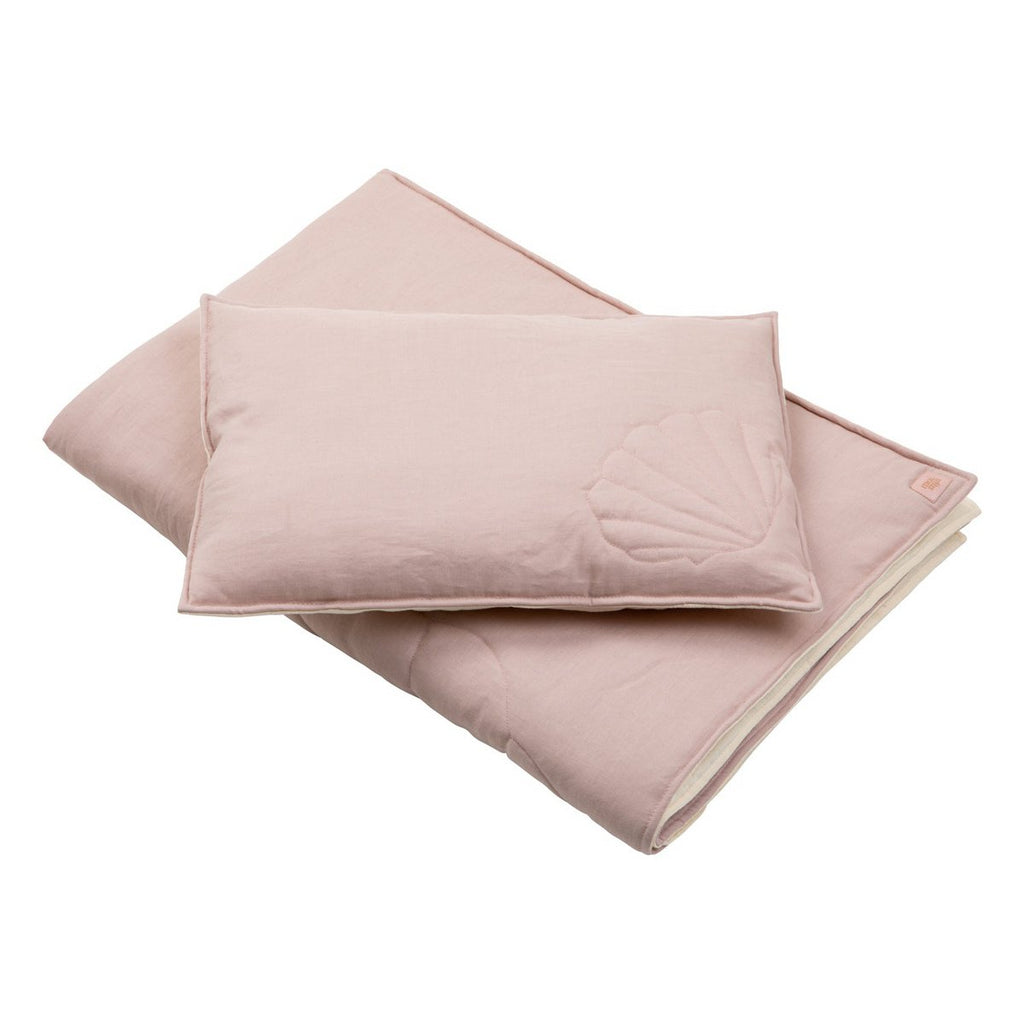 Shell Powder Pink Children'S Blanket And Pillow Set