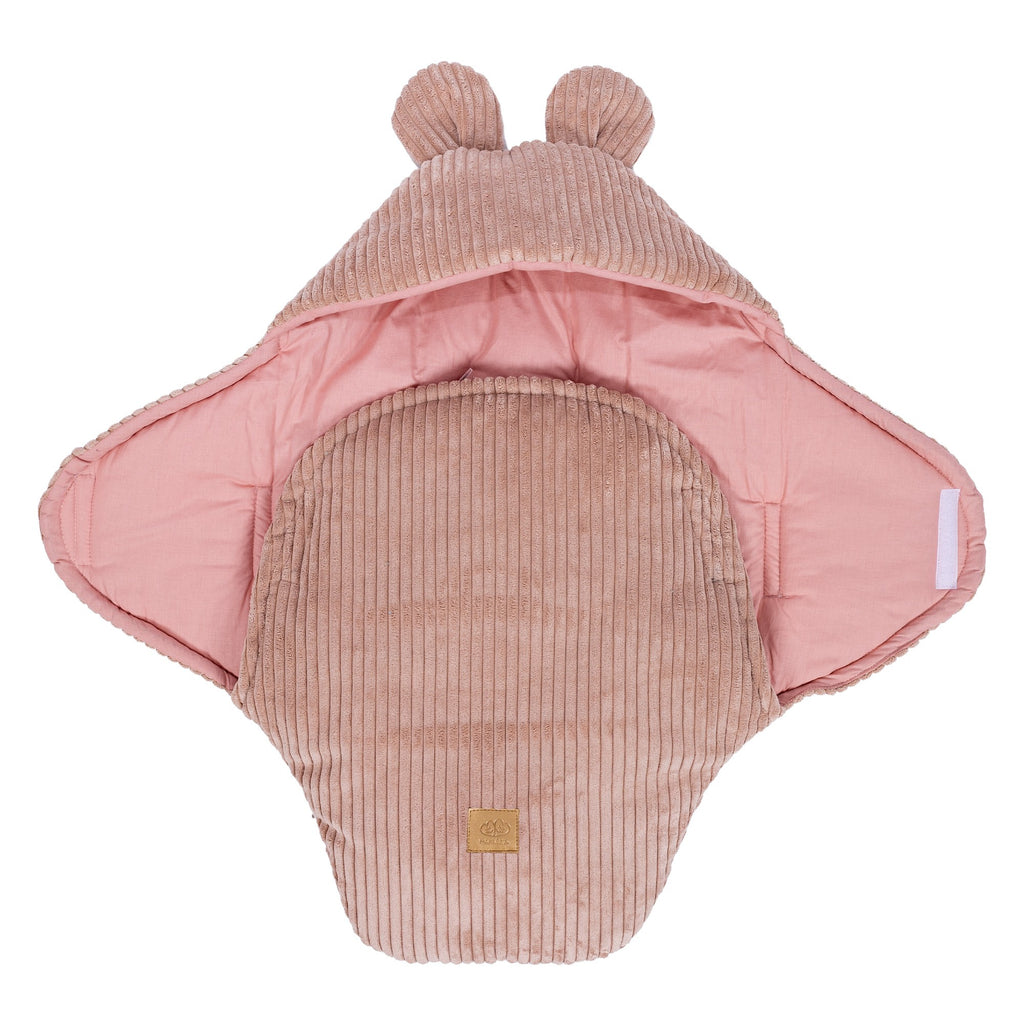 Baby Swaddle with Bear Ears – Powder Pink