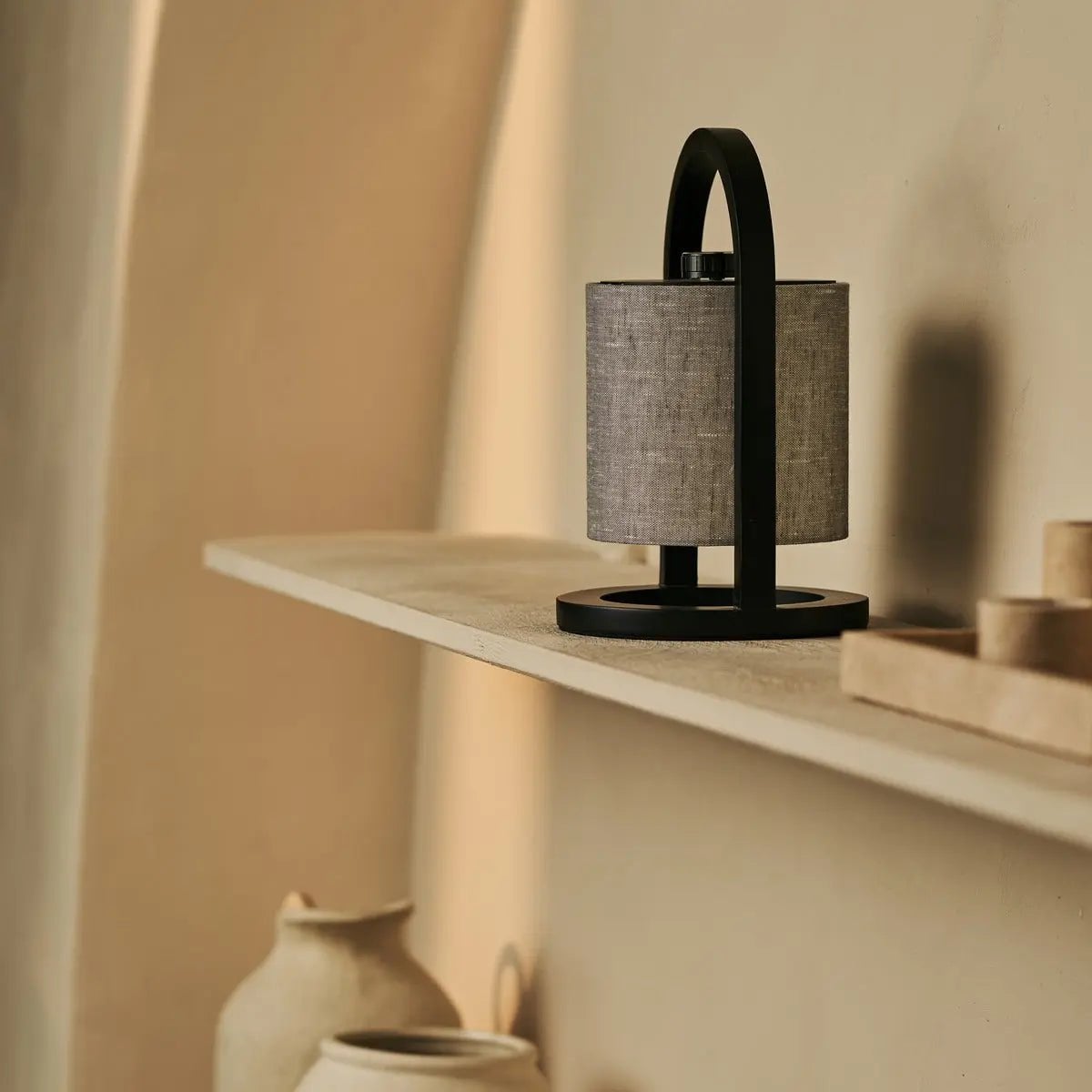 Table Lamp Rivel Black & Gray Wooden