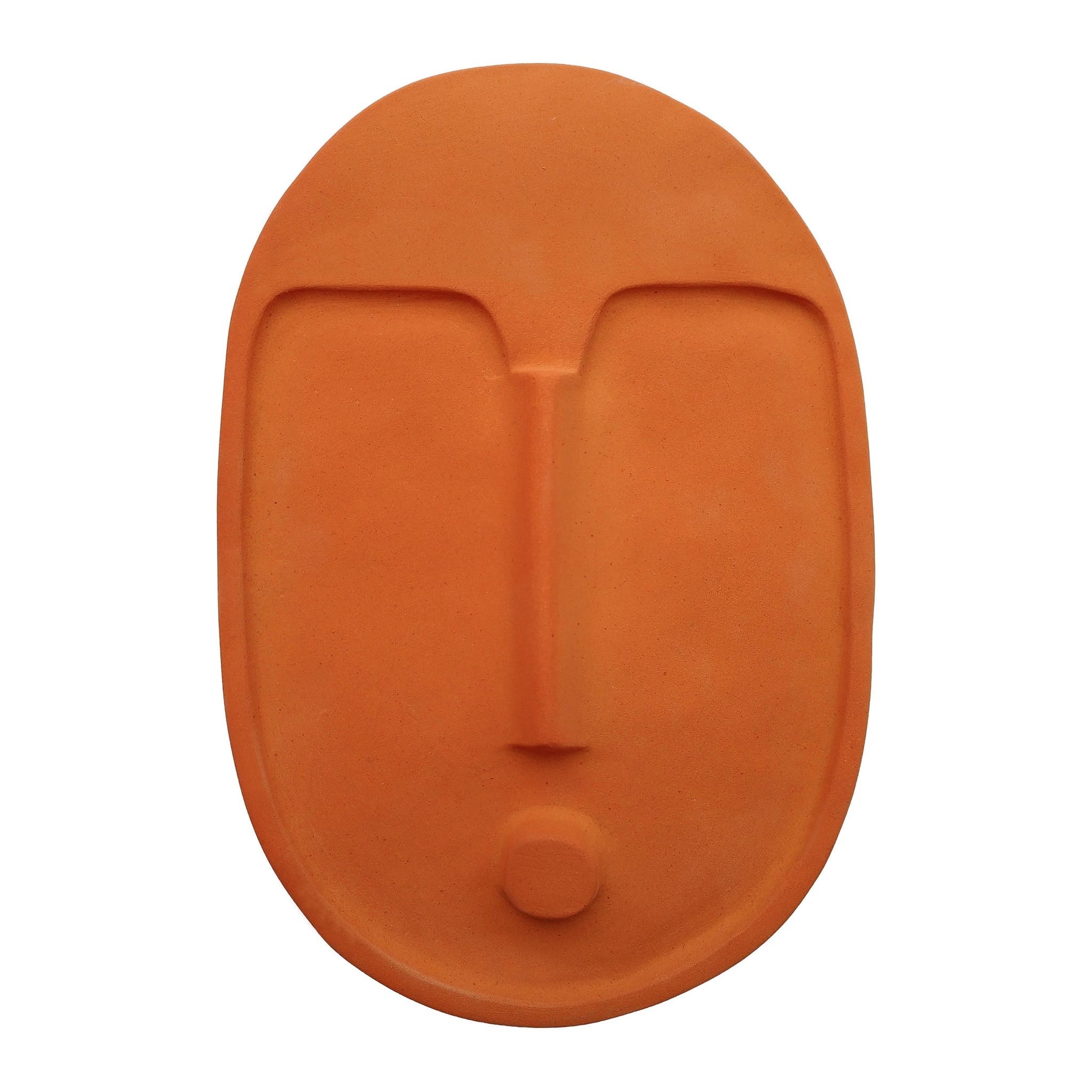 Ceramic Wall Mask – Textured Terracotta Orange