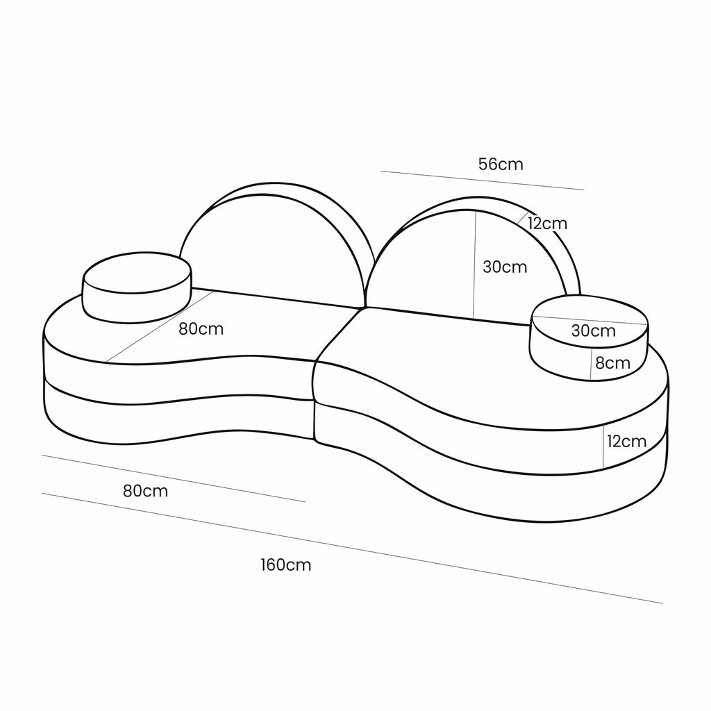 MeowBaby® Modular Sofa Coccolo for Kids – 6 Piece, Bearly Off-White
